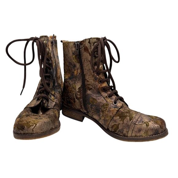 Womens Unity in Diversity Brown Velvet Floral Lace Up Boots Sz 37 7 Portugal - Picture 2 of 10